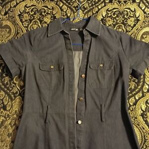 Apt. 9 Women's Charcoal Button Down Shirt